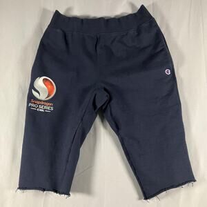 Champion Reverse Weave Sweat Shorts Mens Large Navy Snapdragon Pro Series ESL